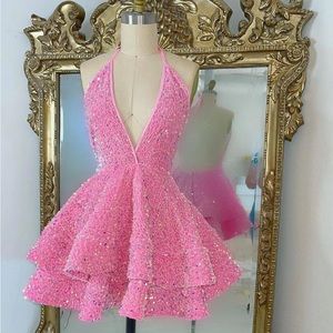 the dress is really black but it looks the same as this pink one